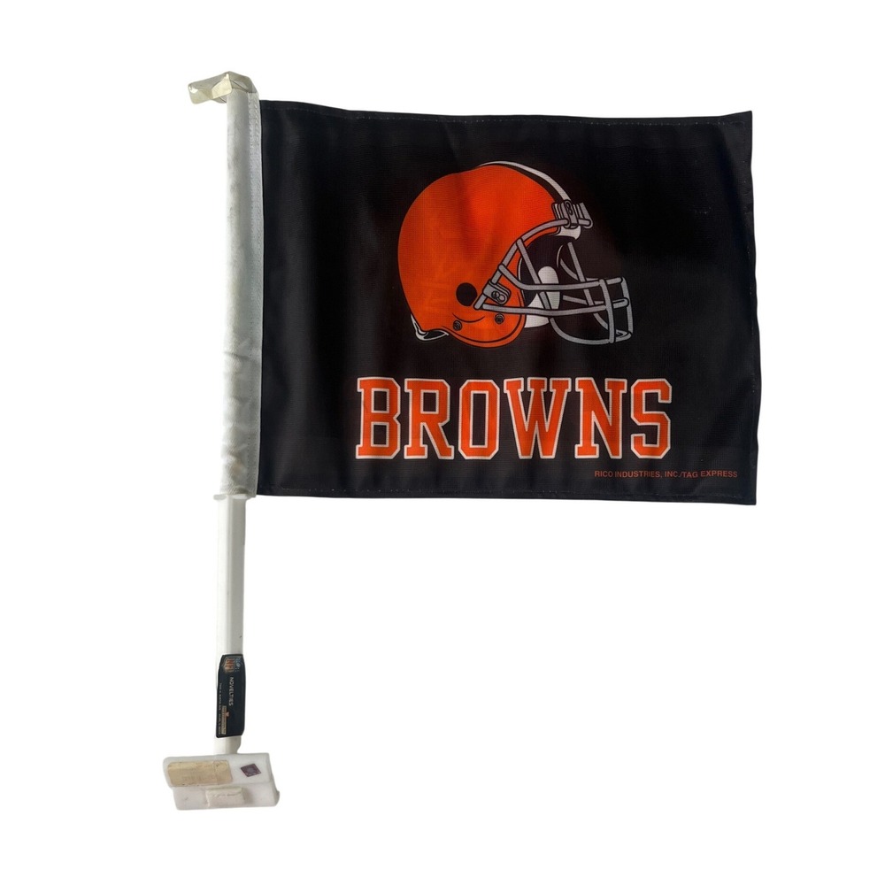 Rico Cleveland Browns Car Flag NFL Black Orange Helmet Vintage Tailgate Decor